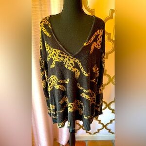 Show Me Your MuMu “Hug Me Sweater” Black with Gold Leopards